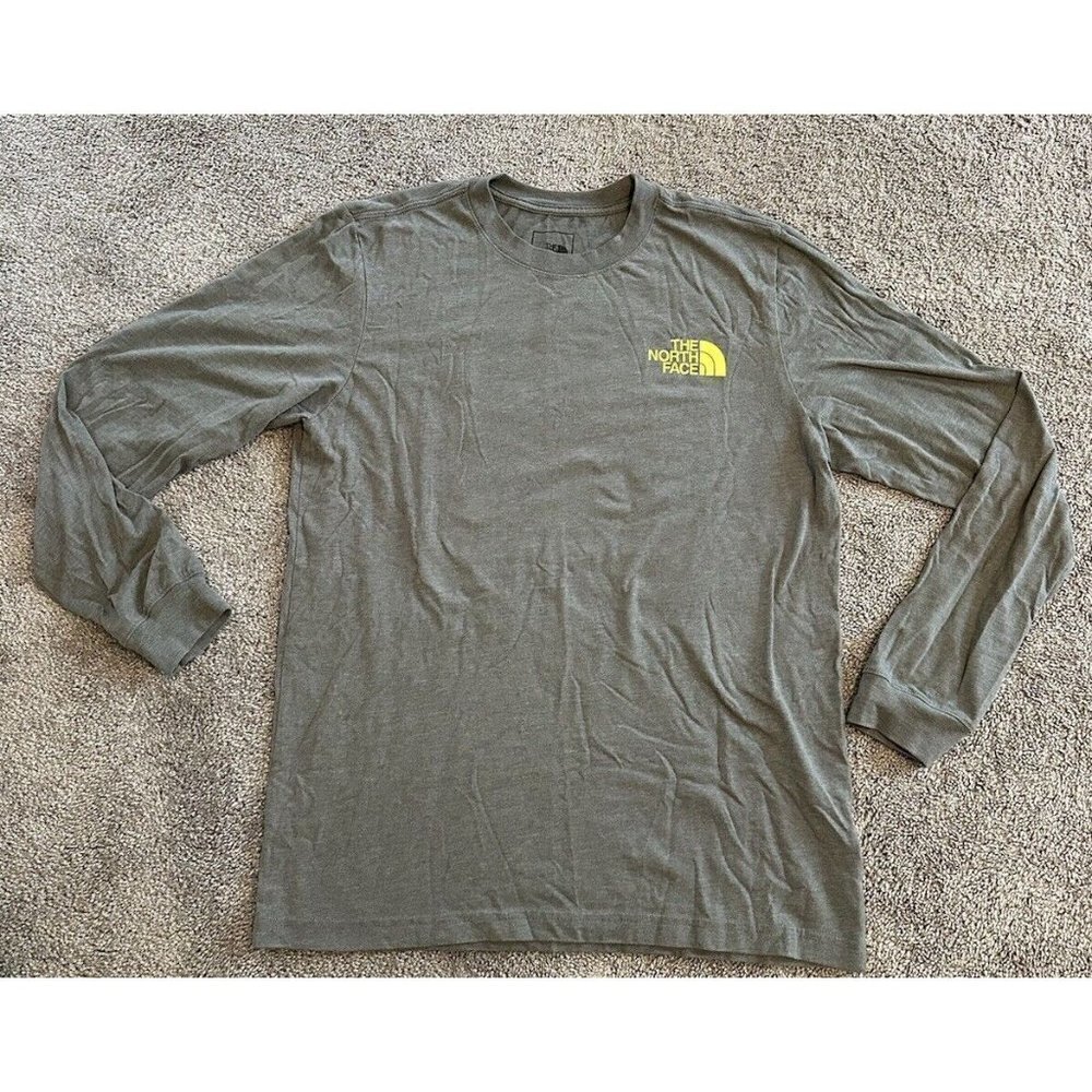 New The North Face Heather Gray Blend Logo T-Shirt Mens Large Mountain Graphic